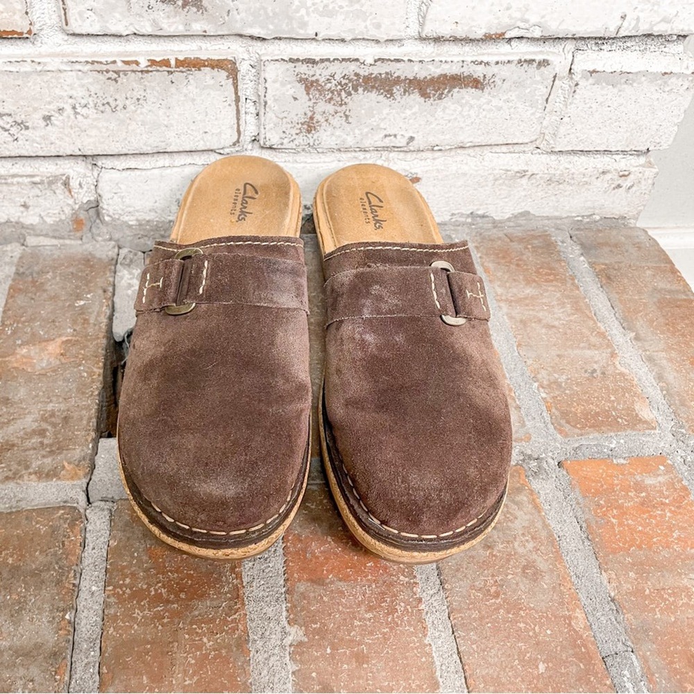 Clarks Elements Brown Leather Cork Platform Mules… - image 4